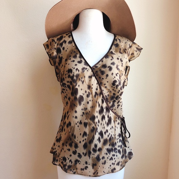 SLB Animal Print Wrap Top with side tie. - Picture 1 of 4